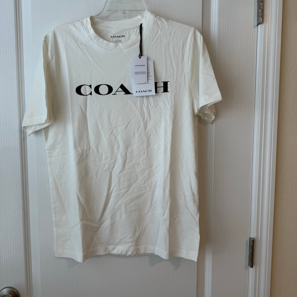 Coach White T-Shirt with Black Logo - Short Sleeve Tee NWT